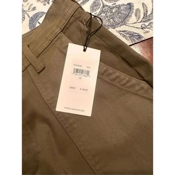 $248 7 For All Mankind Women's Green Coated Zip Hem Jogger Pants Size 28 - Picture 6 of 6